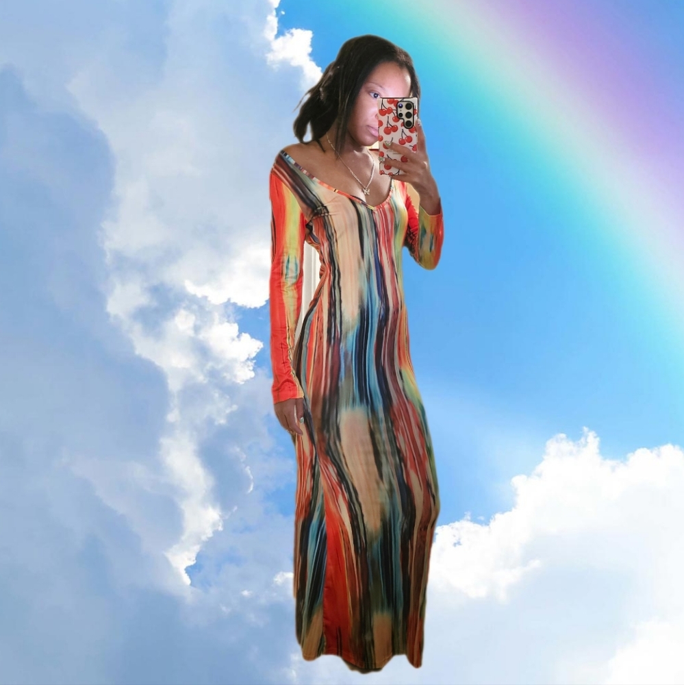 Colorful Striped Maxi Dress